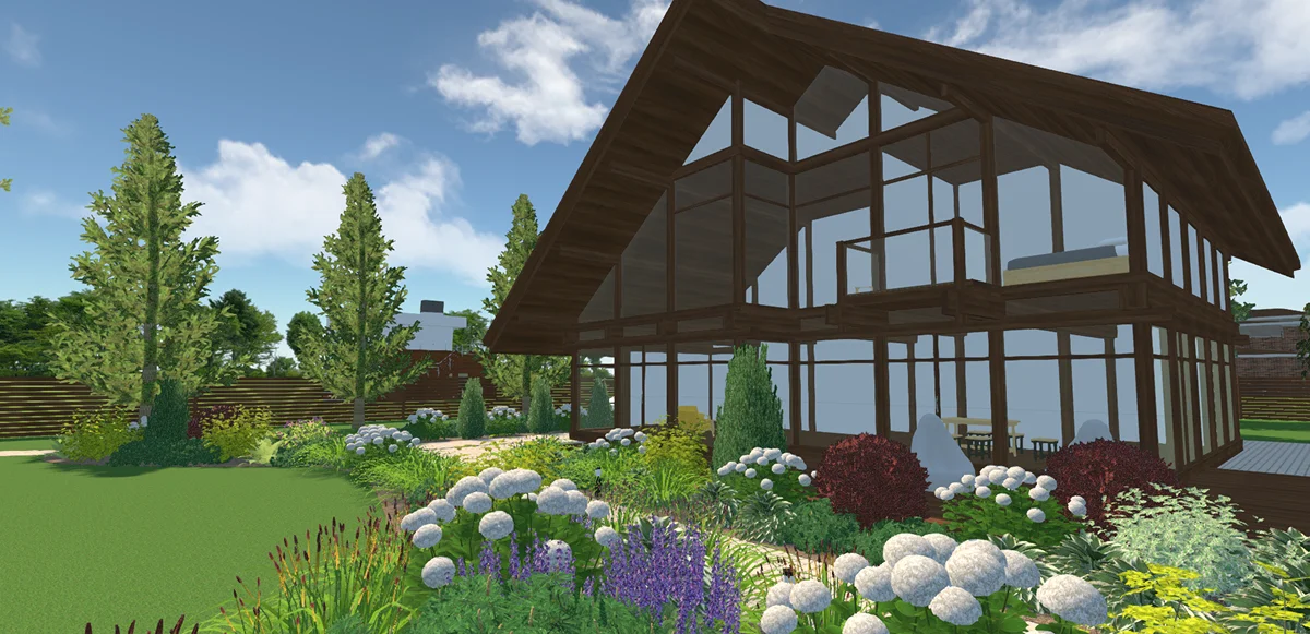 Оформление миксбордера с дереном