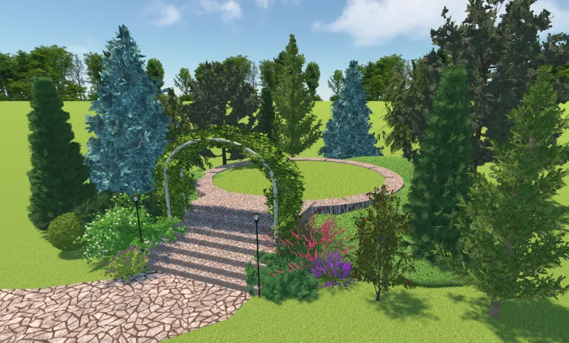 Планировка садового участка с перепадом высот в программе Ландшафтный Дизайн 3D