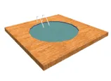 Круглый бассейн с деревянной площадкой