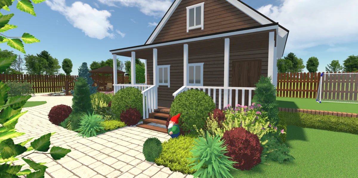 Дом и пышный палисадник