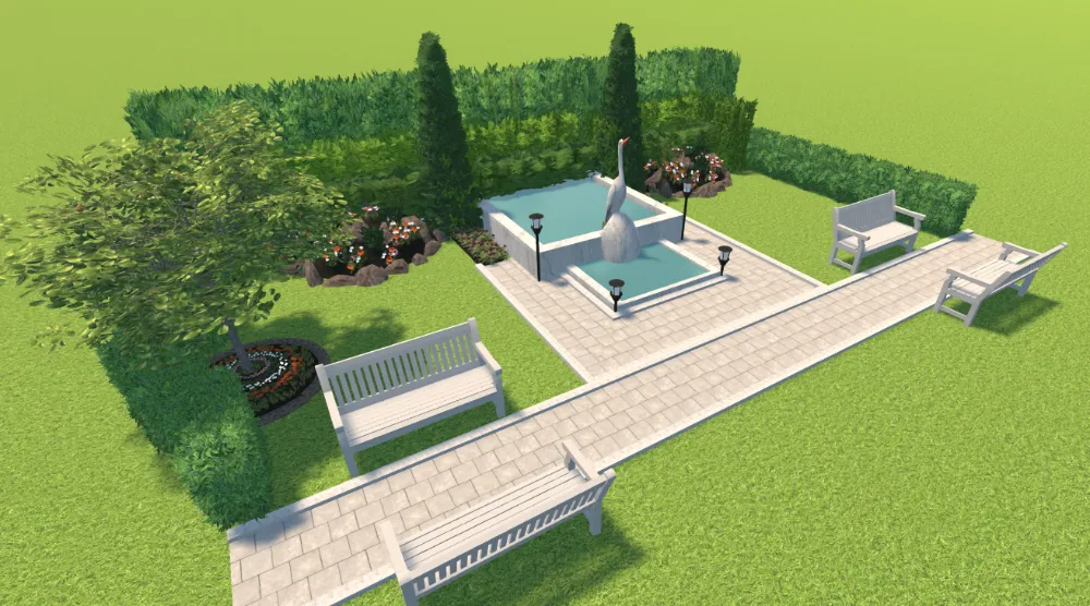 Фонтан с птицей